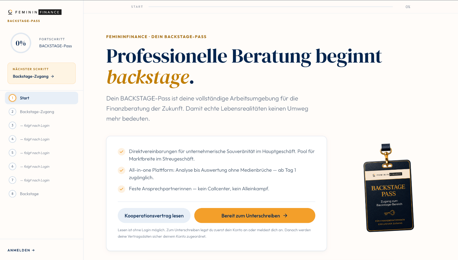 Bildschirmansicht der digitalen Anbindungsplattform